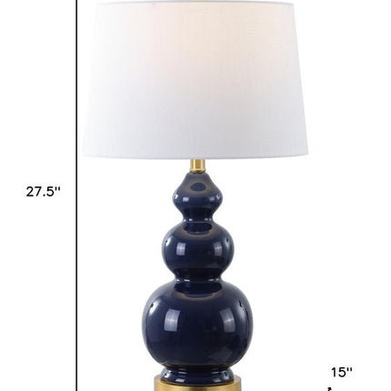 28" Navy Blue And Gold Novelty Table Lamp With Empire Shade
