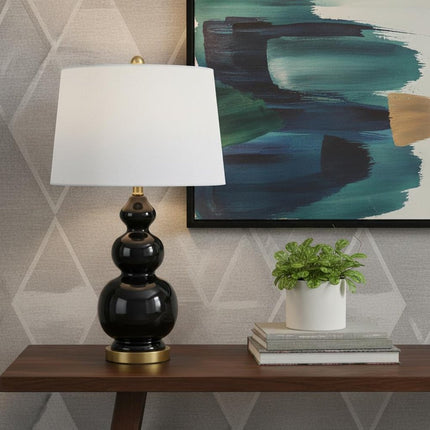 28" Gold Novelty Table Lamp With Drum Shade