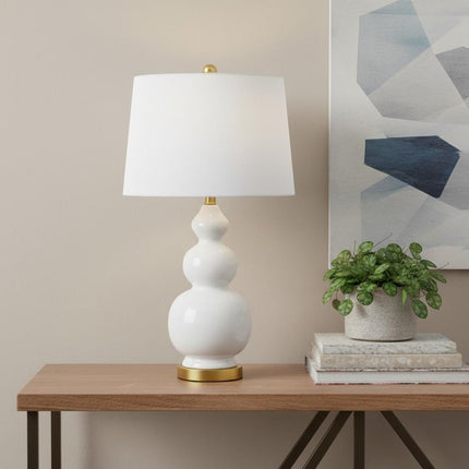 28" Gold Novelty Table Lamp With Drum Shade