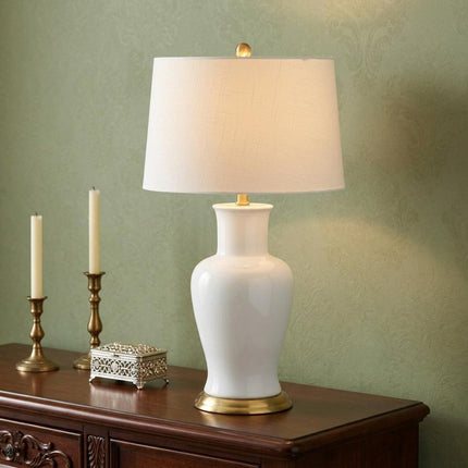 29" Gold Urn Table Lamp With Drum Shade