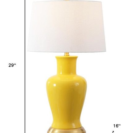 29" Gold Urn Bedside Lamp With Empire Shade