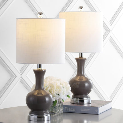 Set of Two 22" Silver Urn Bedside Lamps With Drum Shades