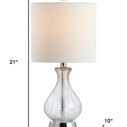21" Silver Gourd Table Lamp With Drum Shade