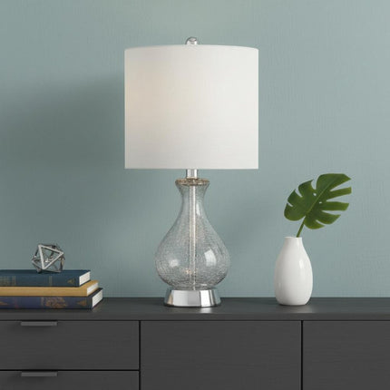 21" Silver Gourd Table Lamp With Drum Shade