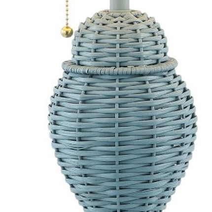 Set of Two 21" Blue Urn Table Lamps With Empire Shades
