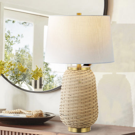 25" Gold Urn Table Lamp With Empire Shade