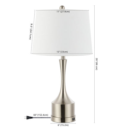 Set of Two 26" Nickel Novelty Table Lamps With Empire Shades