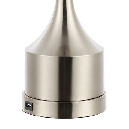 Set of Two 26" Nickel Novelty Table Lamps With Empire Shades