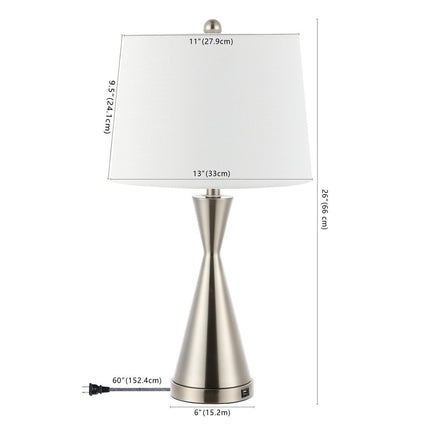 Set of Two 26" Nickel Novelty Table Lamps With Empire Shades