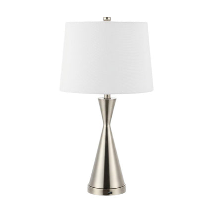 Set of Two 26" Nickel Novelty Table Lamps With Empire Shades