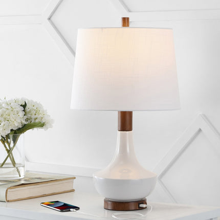 23" Brown Globe Bedside Lamp With Empire Shade
