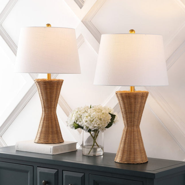 Set of Two 27" Clear Novelty Table Lamps LED With Empire Shades