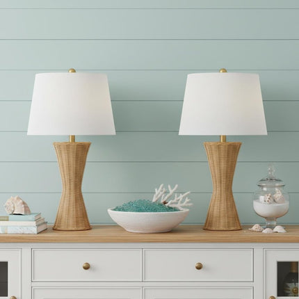Set of Two 27" Clear Novelty Table Lamps With Empire Shades