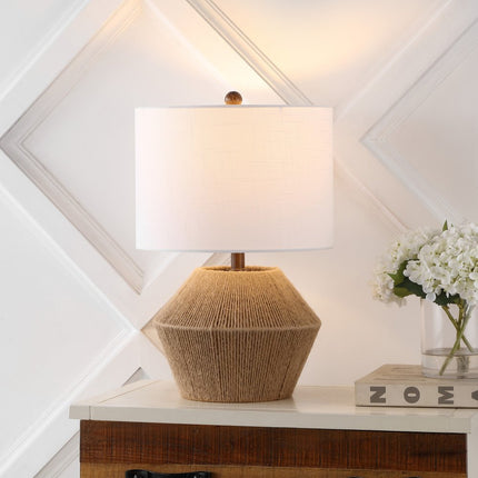 22" Brown Novelty Bedside Lamp With Drum Shade