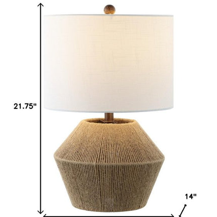 22" Brown Novelty Bedside Lamp With Drum Shade