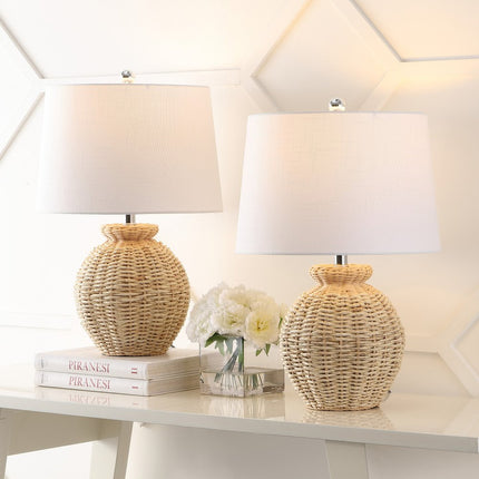 Set of Two 23" Clear Round Table Lamps With Empire Shades