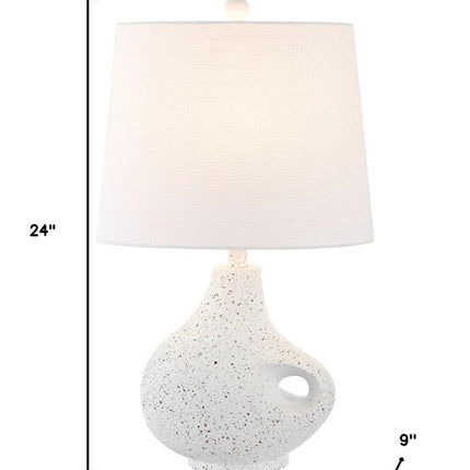24" White Gourd Table Lamp With Novelty Shade