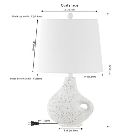 24" White Gourd Table Lamp With Novelty Shade