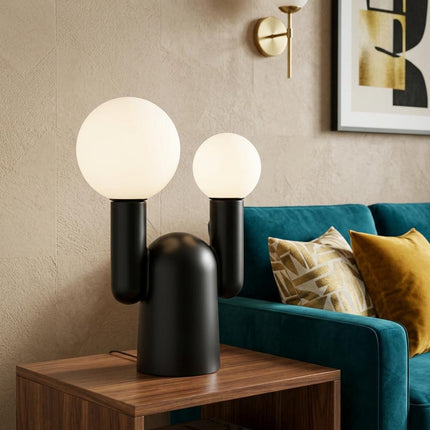 19" Black Two Light Novelty Globe Lamp