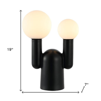 19" Black Two Light Novelty Globe Lamp