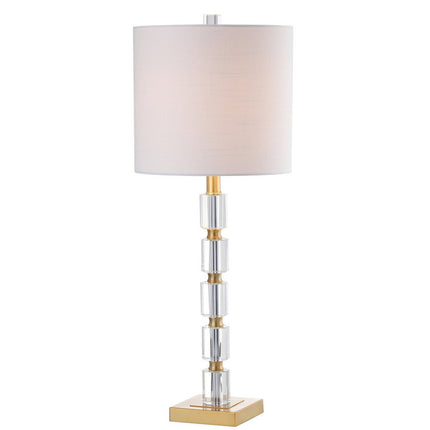 Set of Two 29" Clear And Brass Novelty Table Lamps With Drum Shades