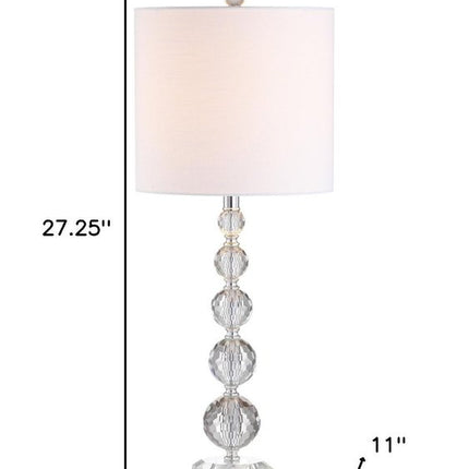 Set of Two 27" Clear Table Lamps With Drum Shades