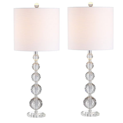 Set of Two 27" Clear Table Lamps With Drum Shades