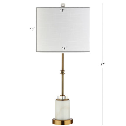 Set of Two 27" White And Brass Table Lamps With Drum Shades
