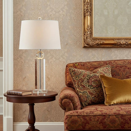 29" Silver And Clear Table Lamp With Empire Shade