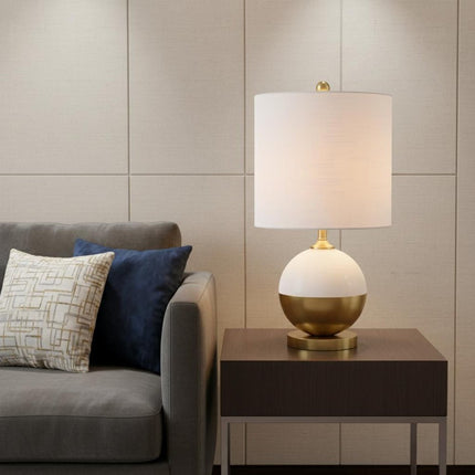 24" Gold Globe Table Lamp With Drum Shade