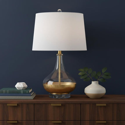 25" Clear Novelty Table Lamp LED With Drum Shade