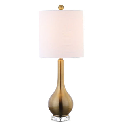25" Clear Gourd Table Lamp LED With Drum Shade