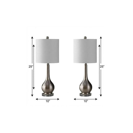 Set of Two 25" Clear Gourd Table Lamps With Drum Shades