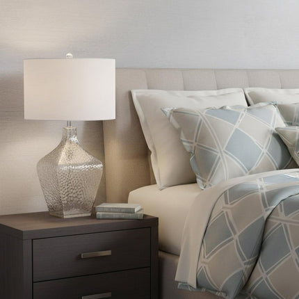 26" Clear Gourd Table Lamp With Drum Shade