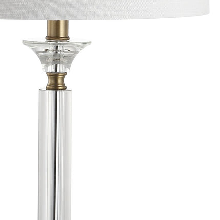 Set of Two 28" Clear And Gold Table Lamps With Drum Shades