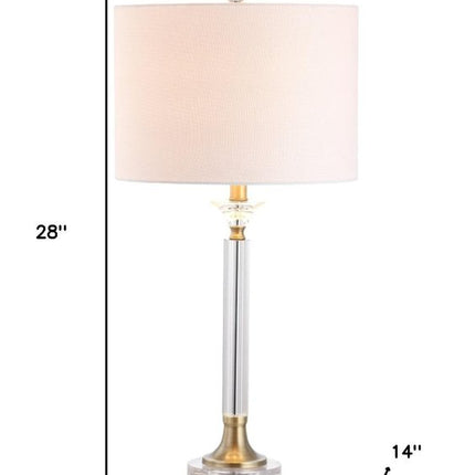 Set of Two 28" Clear And Gold Table Lamps With Drum Shades