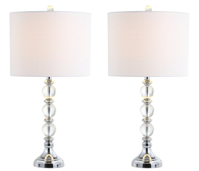 Set of Two 26" Silver Table Lamps With Drum Shades