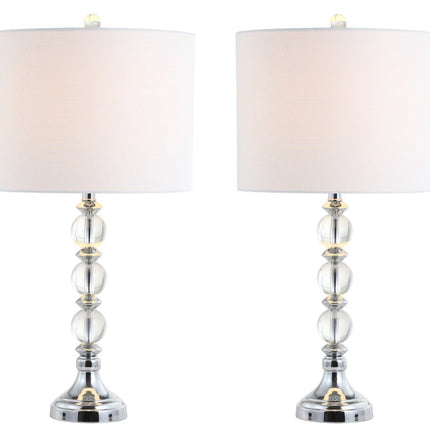 Set of Two 26" Silver Table Lamps With Drum Shades