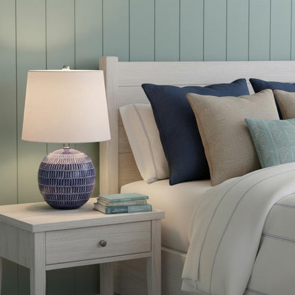 21" Clear Novelty Table Lamp LED With Drum Shade