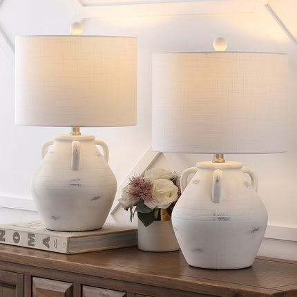 Set of Two 21" Clear Novelty Table Lamps With Drum Shades