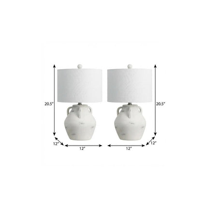 Set of Two 21" Clear Novelty Table Lamps With Drum Shades