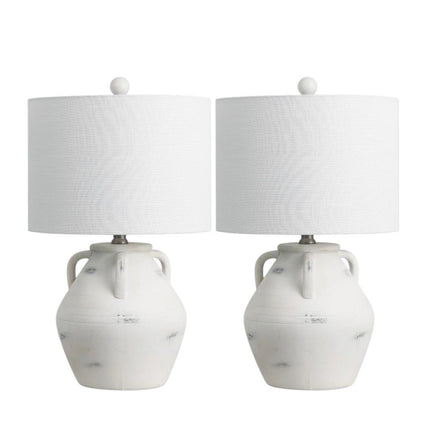 Set of Two 21" Clear Novelty Table Lamps With Drum Shades