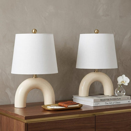 Set of Two 18" Clear Novelty Table Lamps With Empire Shades