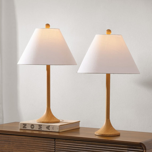 Set of Two 25" Brown Table Lamps With Empire Shades