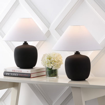 Set of Two 18" Clear Novelty Table Lamps With Empire Shades