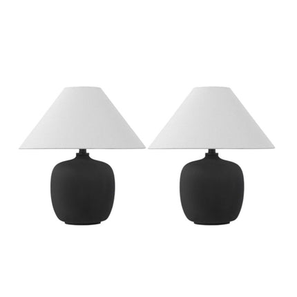 Set of Two 18" Clear Novelty Table Lamps With Empire Shades