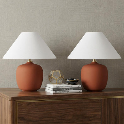 Set of Two 18" Clear Novelty Table Lamps With Empire Shades