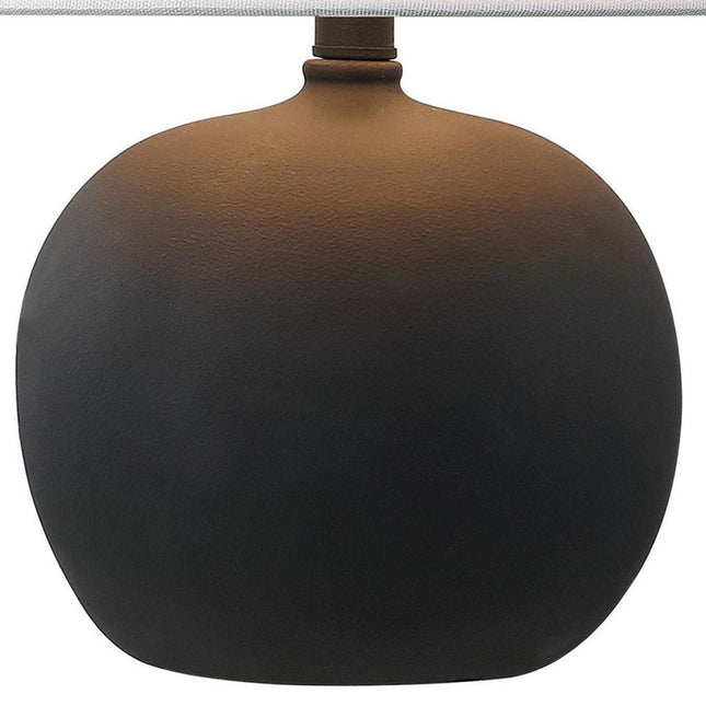 Set of Two 18" Black Round Bedside Lamps With Cone Shades