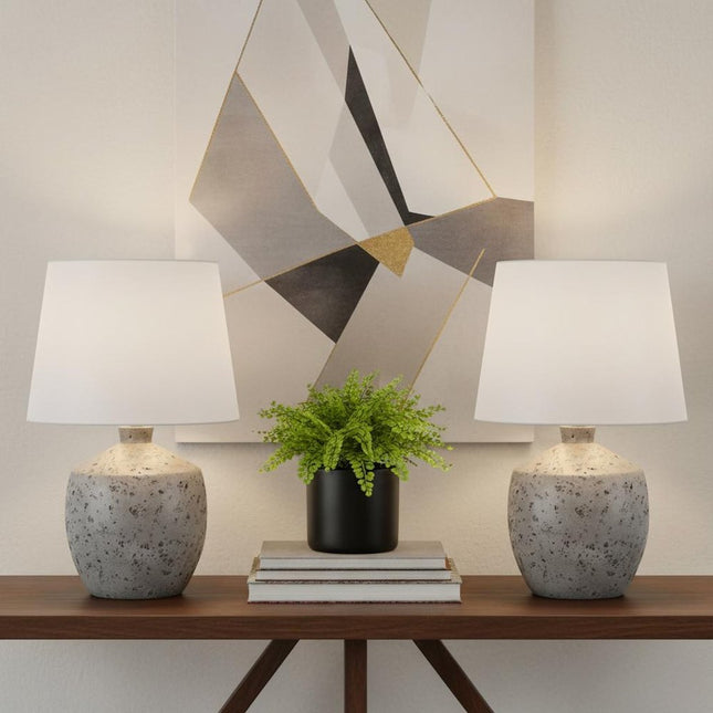 Set of Two 18" Gray Novelty Bedside Lamps With Empire Shades