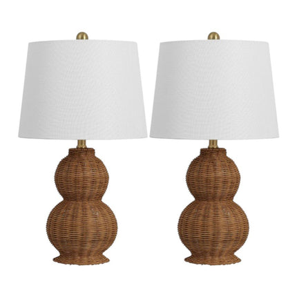 Set of Two 23" Clear Gourd Table Lamps With Empire Shades